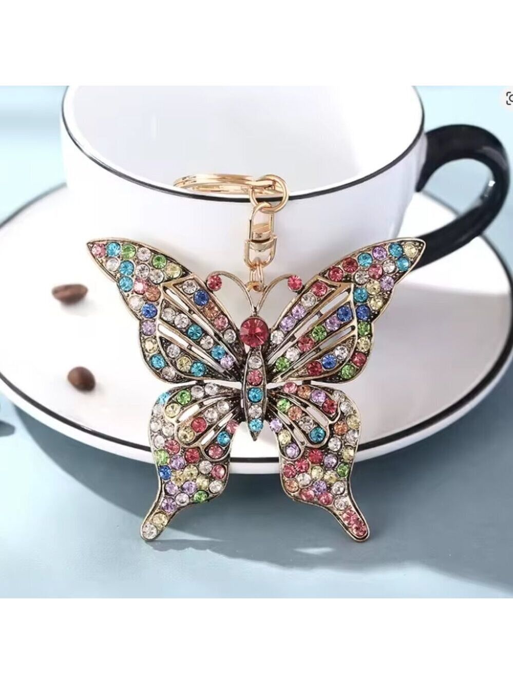 Crystal Hollow Butterfly Metal European And American Keychain Pendant Creative - Picture 6 of 6